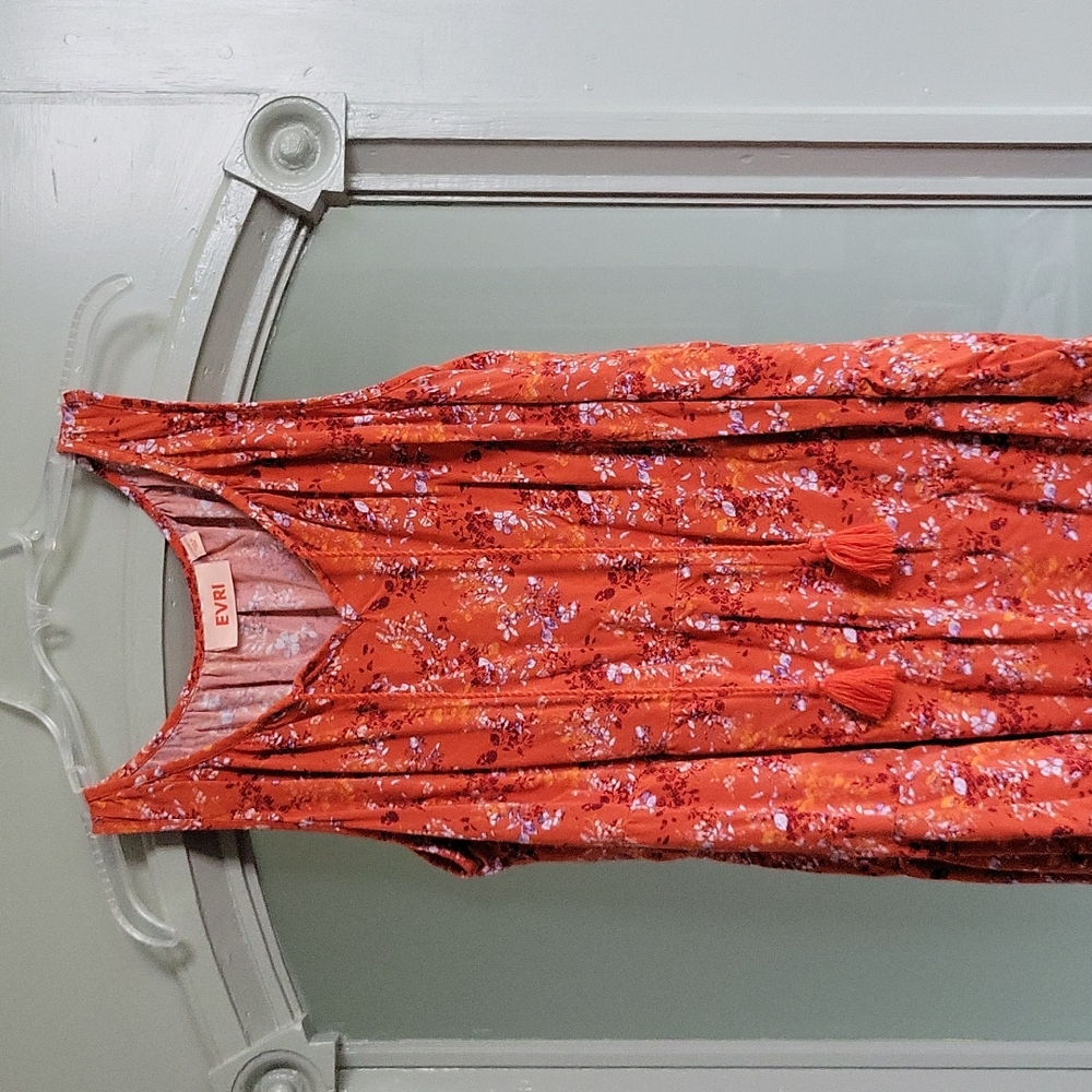 Sleeveless flowy orange floral top